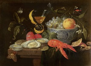 Stilleben med frukt och skalfisk, 1653